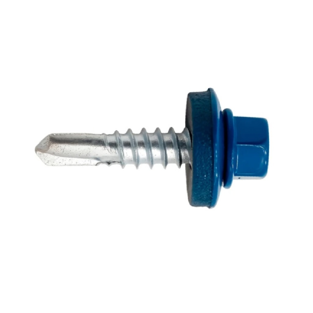 Саморез кровельный, по металлу, со сверлом, синий RAL 5005, 5.5х25 мм