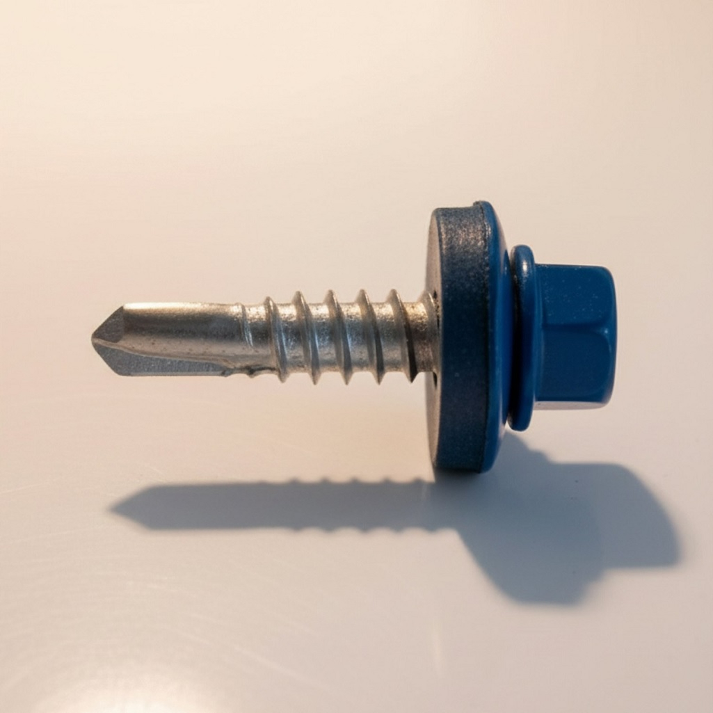 Саморез кровельный, по металлу, со сверлом, синий RAL 5005, 5.5х25 мм