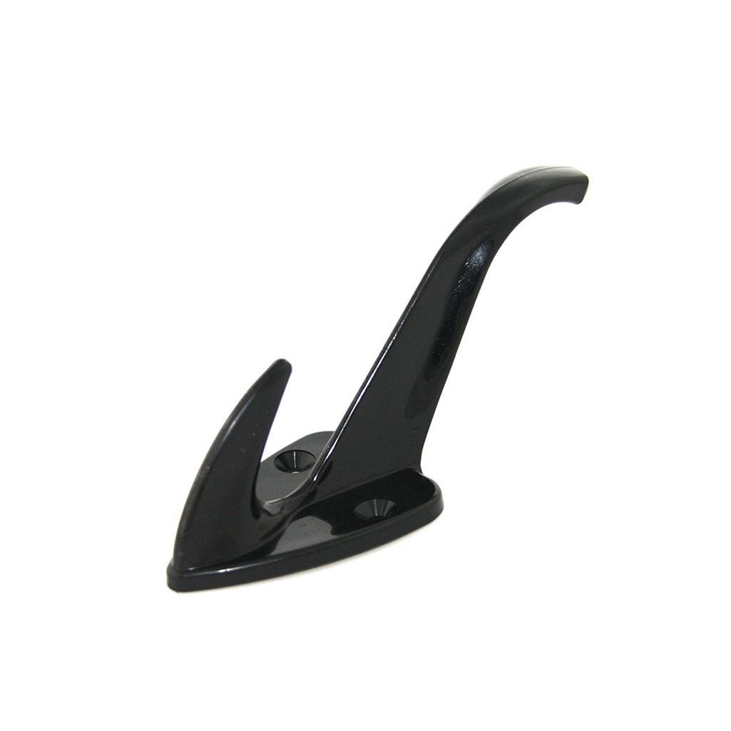 Крючок двойной пластиковый №5 крепится на самоклеящуюся пленку, чёрный