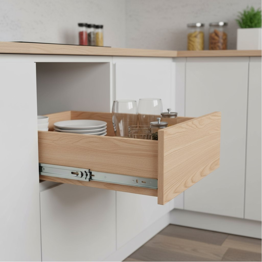 Направляющие для ящиков, шариковые, с доводчиком, длина 350 мм, высота 45 мм