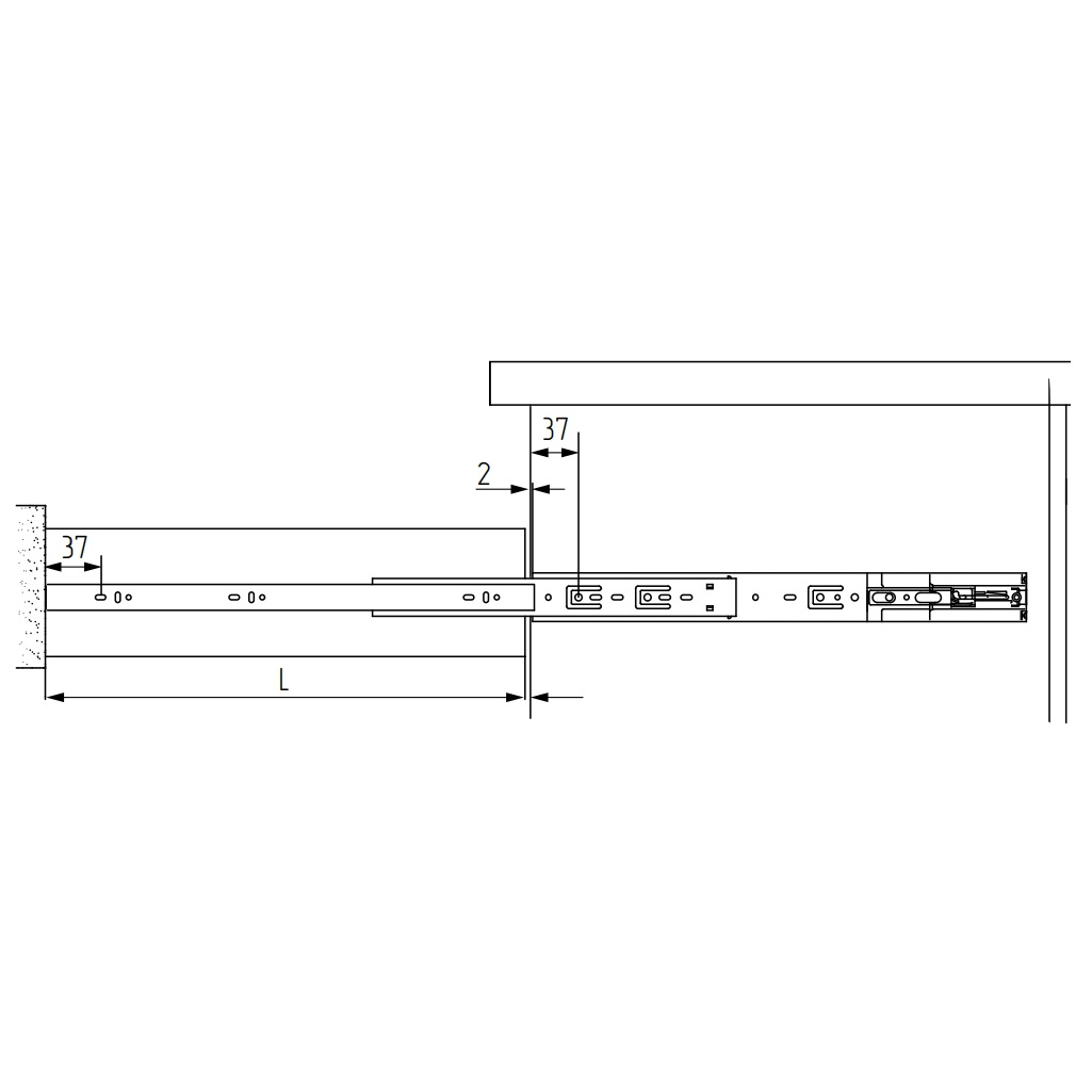 Направляющие для ящиков MF, шариковые, с доводчиком, 350 мм, Н 45 мм