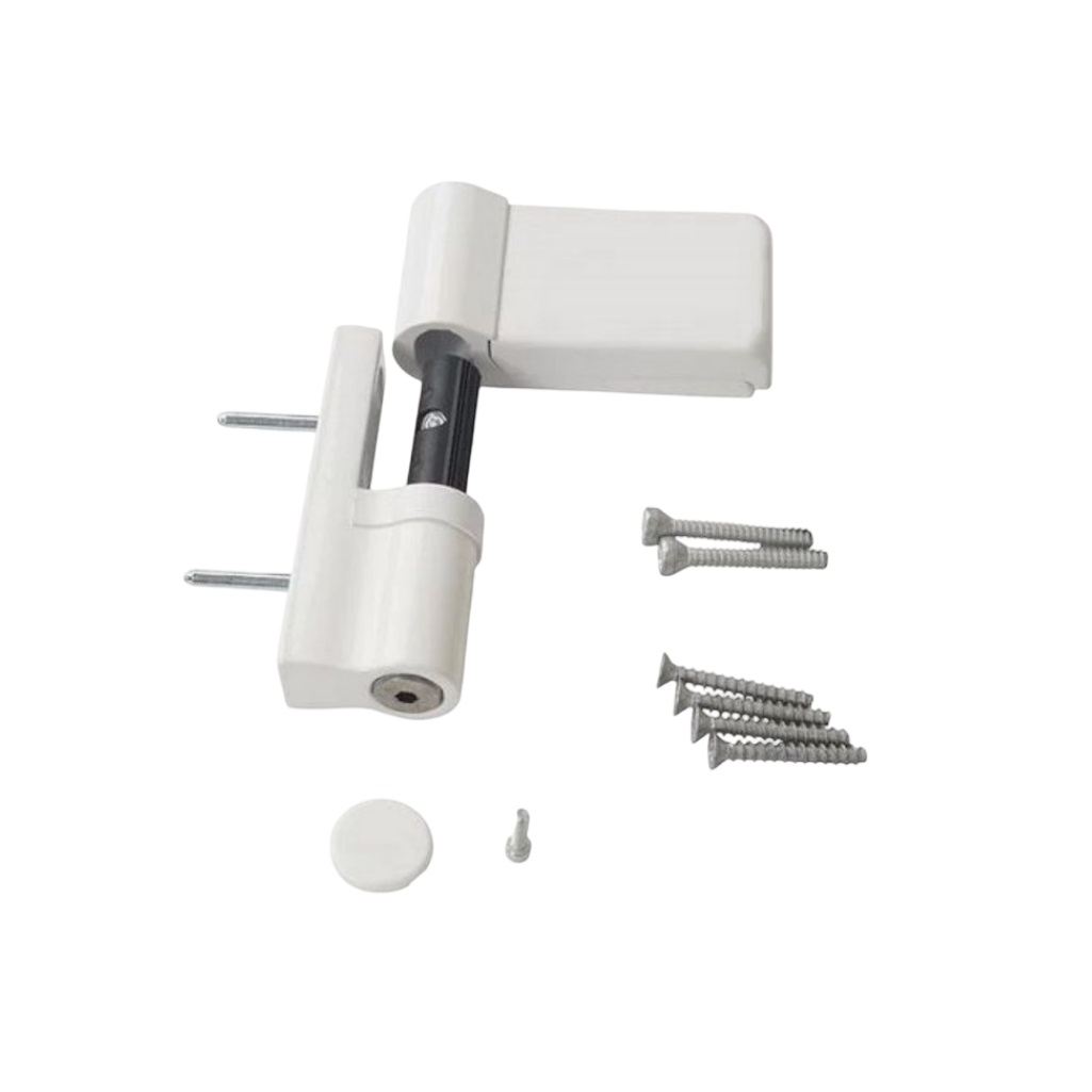 Петля для пластиковых дверей Sters DH-S.2, универсальная, до 100 кг, Ral 9016, белая, сталь