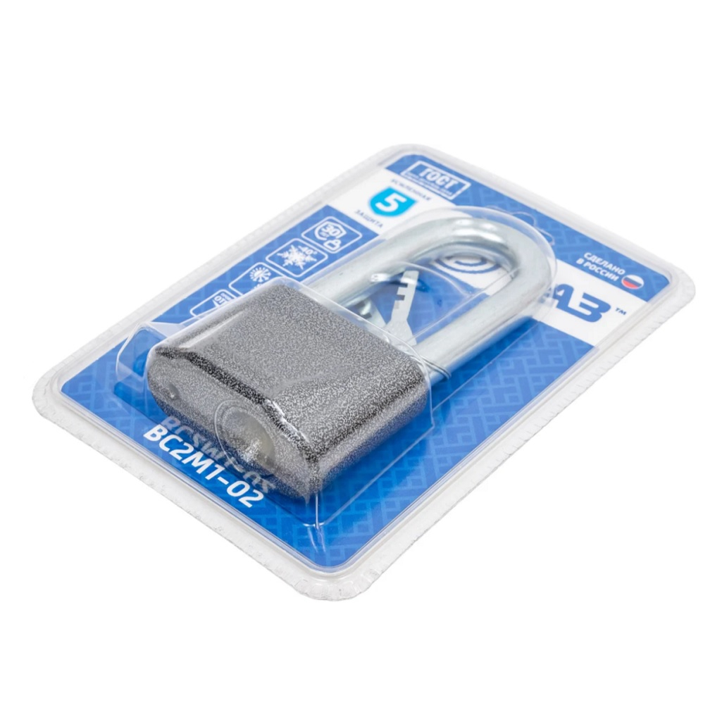 Замок навесной ЧАЗ ВС2M1-02, усиленная защита, дисковый, ключ финский