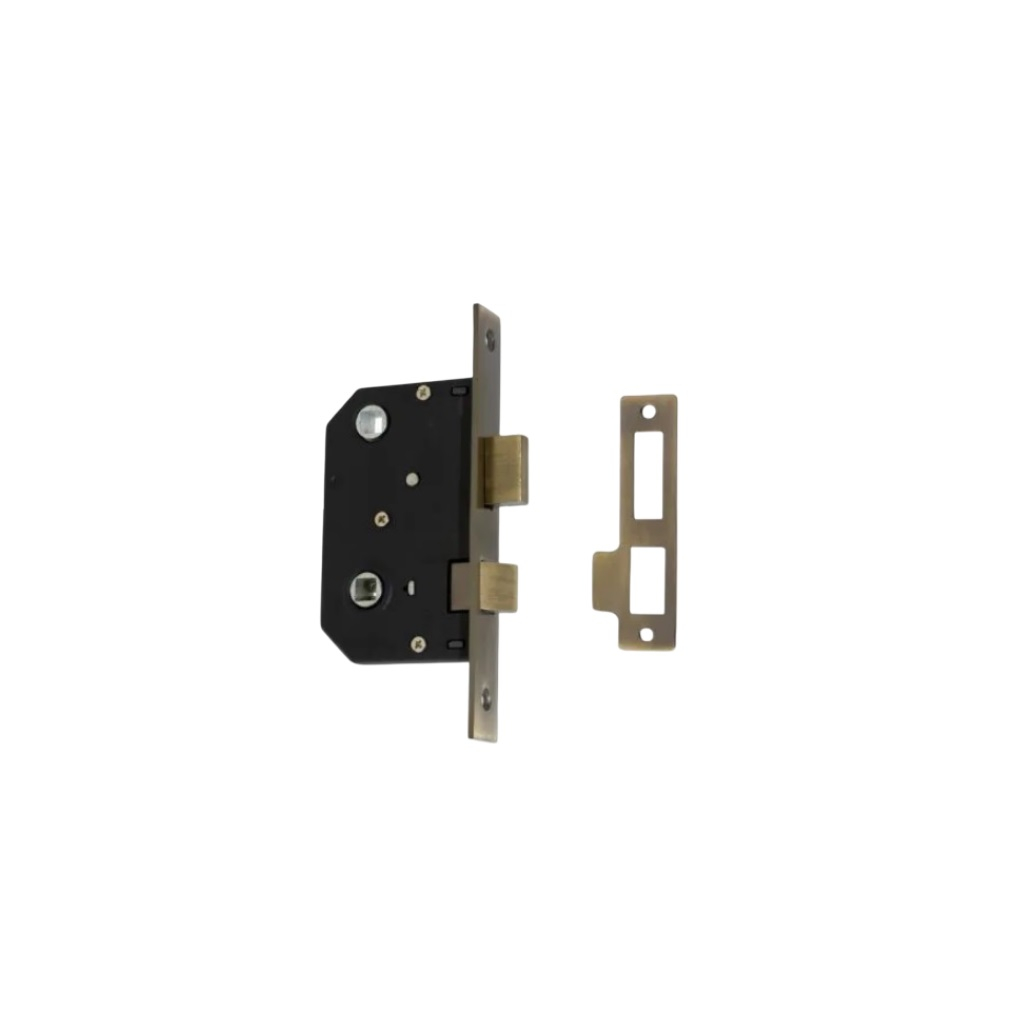 Замок врезной Maxi Locks 504W-60.5 мм, с фиксатором, AB, бронза
