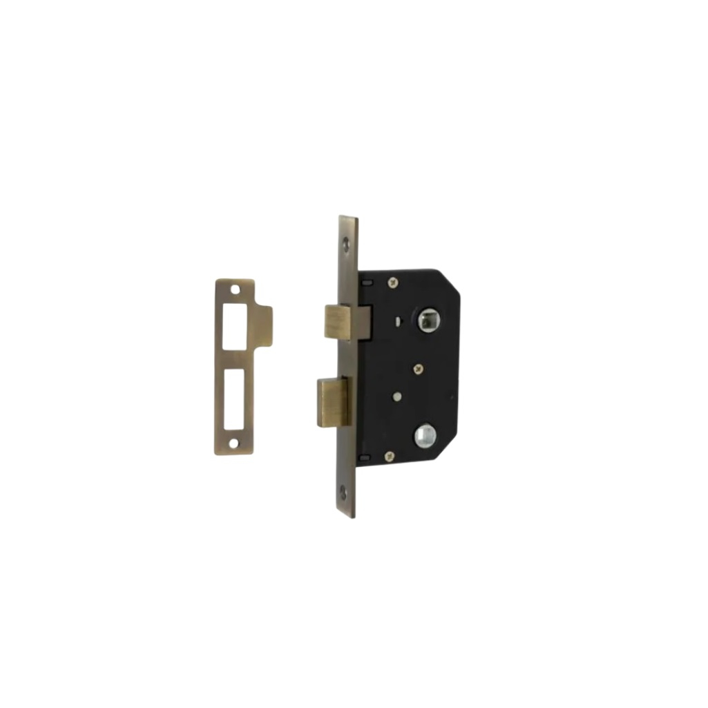 Замок врезной Maxi Locks 504W-60.5 мм, с фиксатором, AB, бронза