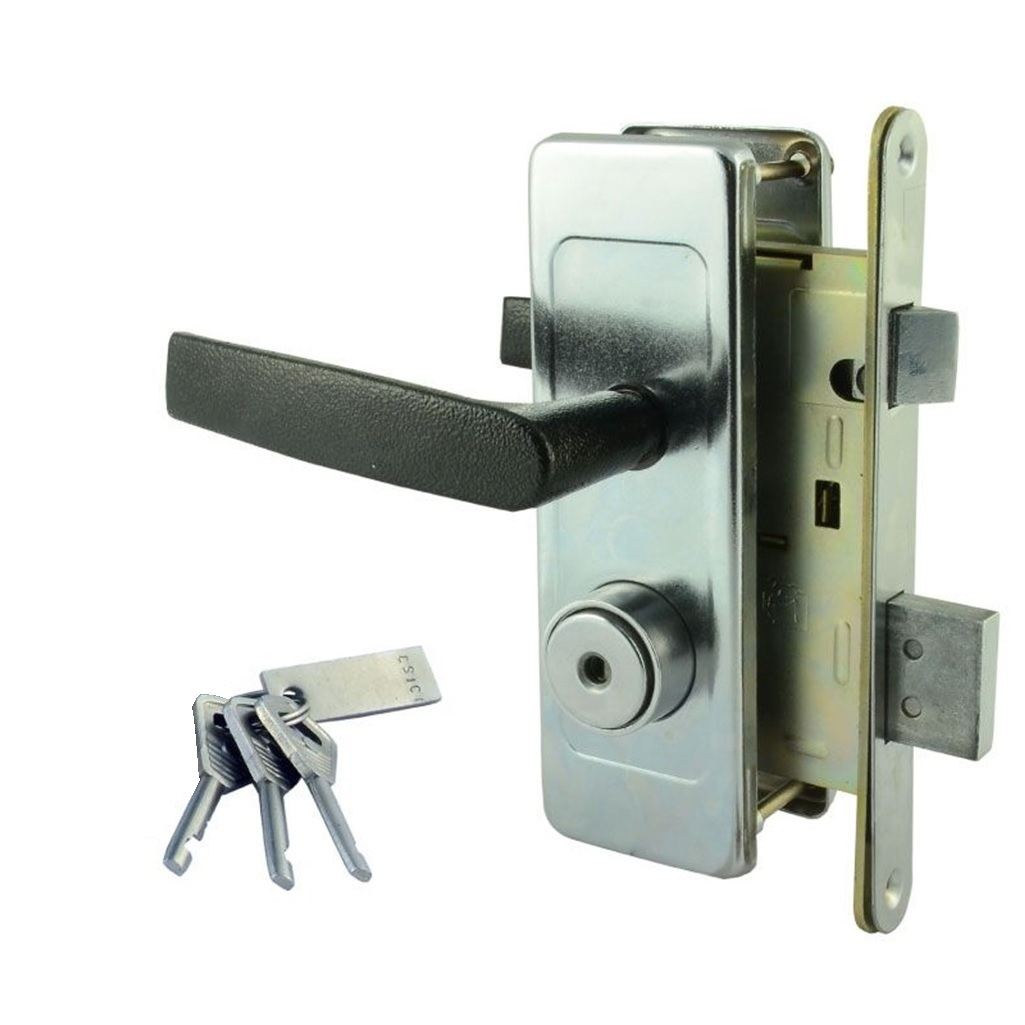 Замок врезной Зенит 3В4Д ШО-25, цилиндровый, никель, ручка черная