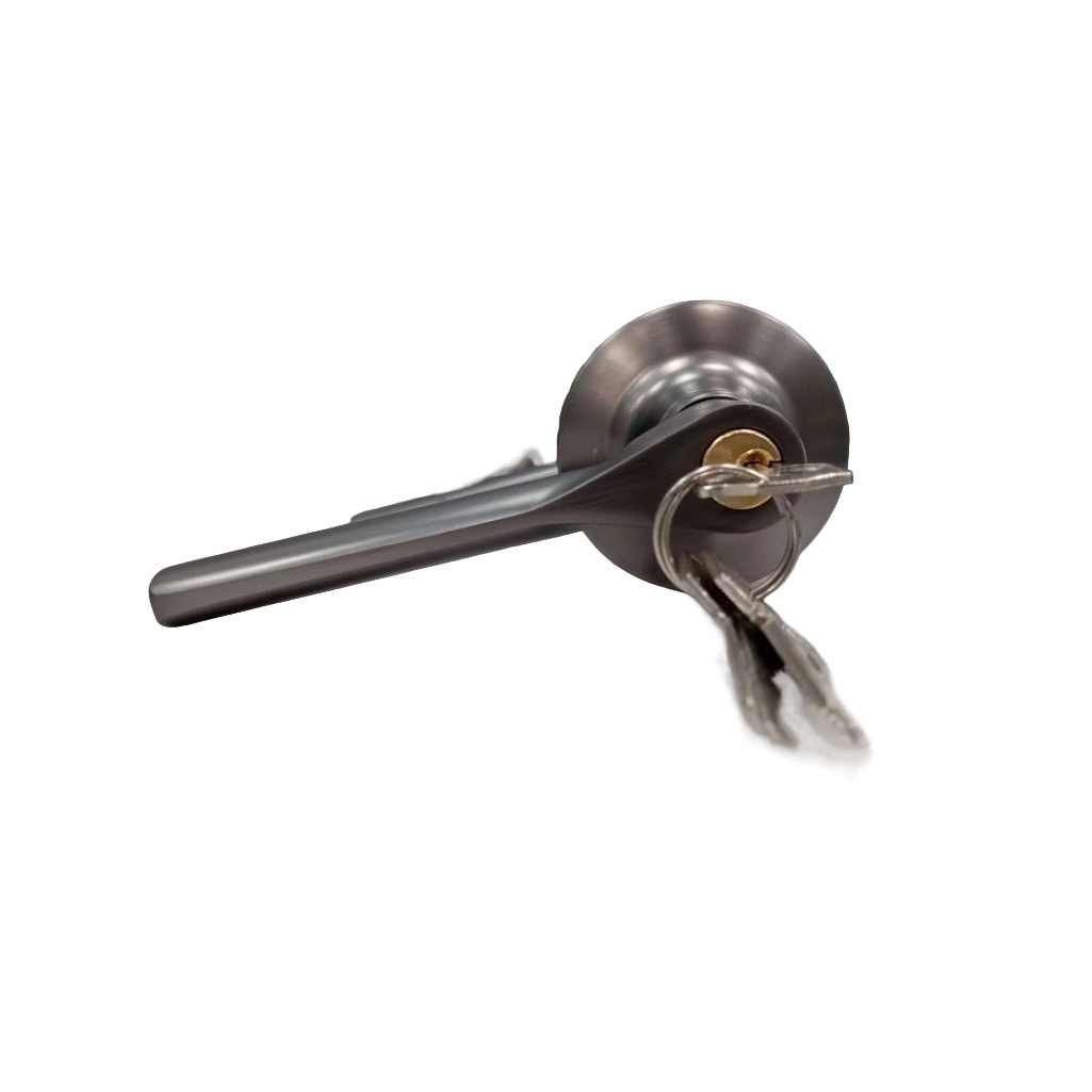 Защелка врезная Avers 8023-01-GRF с ручками, с фиксатором и ключом, для межкомнатных дверей, алюминий, сталь, графит