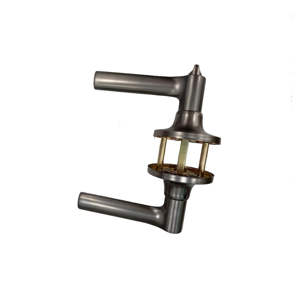 Защелка врезная Avers 8023-01-GRF с ручками, с фиксатором и ключом, для межкомнатных дверей, алюминий, сталь, графит