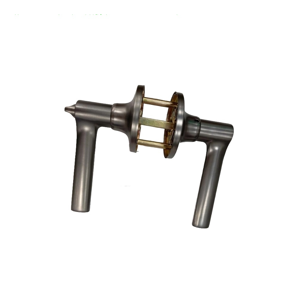 Защелка врезная Avers 8023-03-GRF с ручками, с фиксатором, для межкомнатных дверей, алюминий, сталь, графит