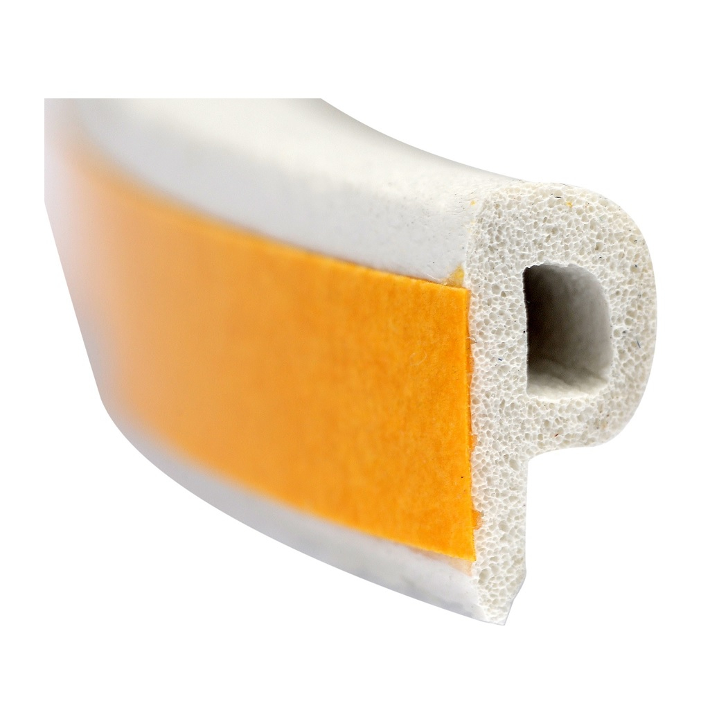 Уплотнитель TECH-TOP 028-0001, промышленный, самоклеящийся, P-профиль, белый, 9х5 мм, на отрез от 1 м