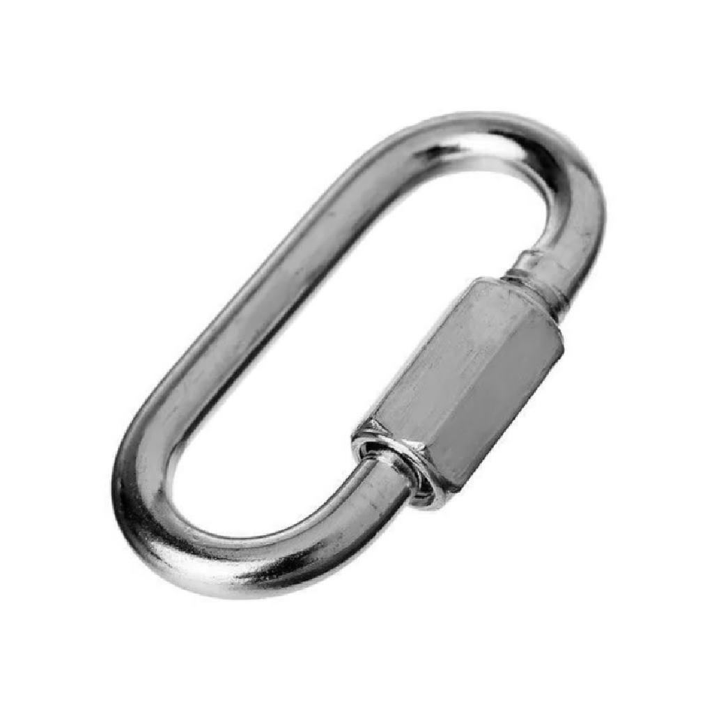 Карабин винтовой, оцинкованная сталь, с фиксатором, серебристый, 14 мм