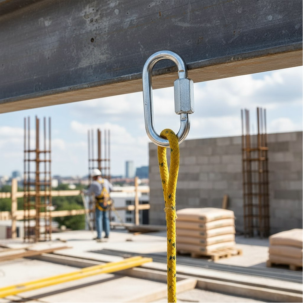 Карабин винтовой, оцинкованная сталь, с фиксатором, серебристый, 14 мм