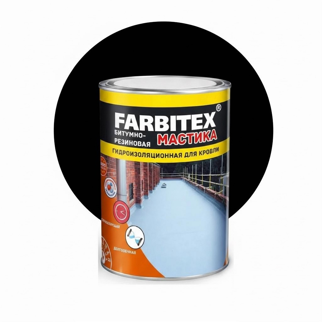 Мастика битумно-резиновая Fabritex, гидроизоляционная, для кровли, 17 кг 