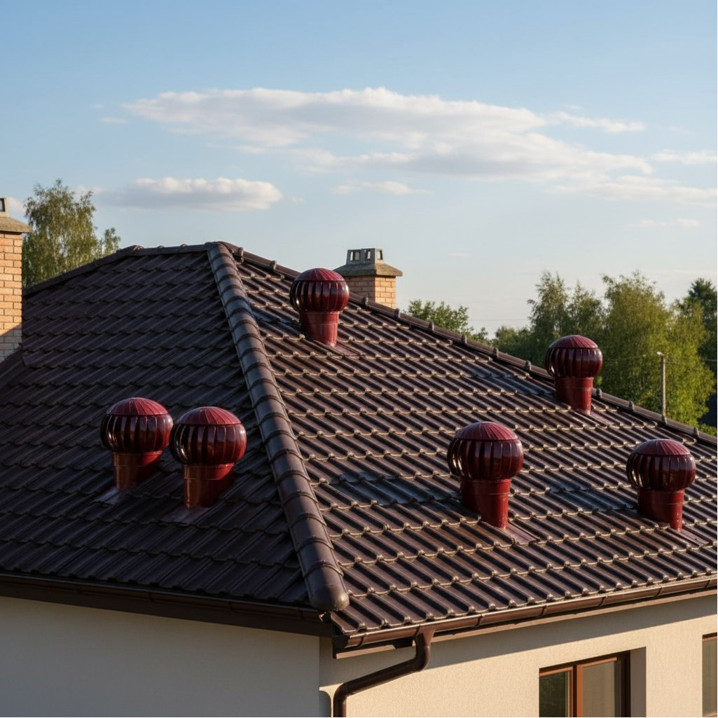 Комплект кровельного вент-выхода Нанотурбодефлектор RRTV+S 160, d 160 мм, вишня