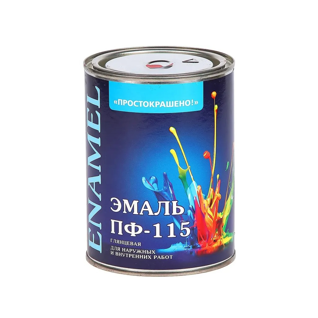 Эмаль алкидная Простокрашено ПФ-115 81277, универсальная, глянцевая, белая, 0.8 кг
