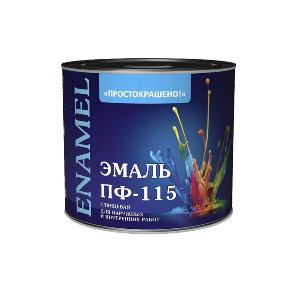 Эмаль алкидная Простокрашено ПФ-115 85171, универсальная, глянцевая, белая, 1.8 кг