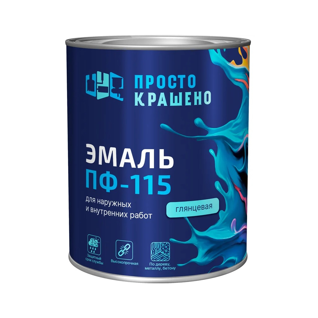 Эмаль алкидная Простокрашено ПФ-115 81289, универсальная, глянцевая, вишневая, 0.8 кг