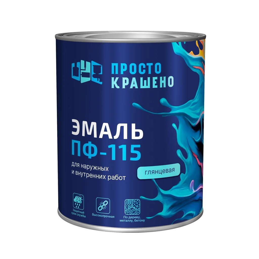 Эмаль алкидная Простокрашено ПФ-115 81282, универсальная, глянцевая, светло-голубая, 0.8 кг