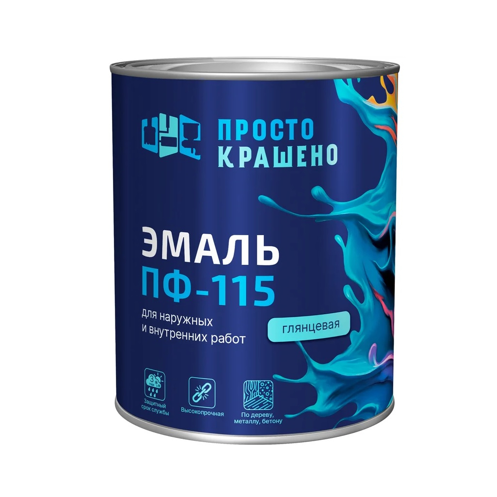 Эмаль алкидная Простокрашено ПФ-115 81293, универсальная, глянцевая, темно-зеленая, 0.8 кг