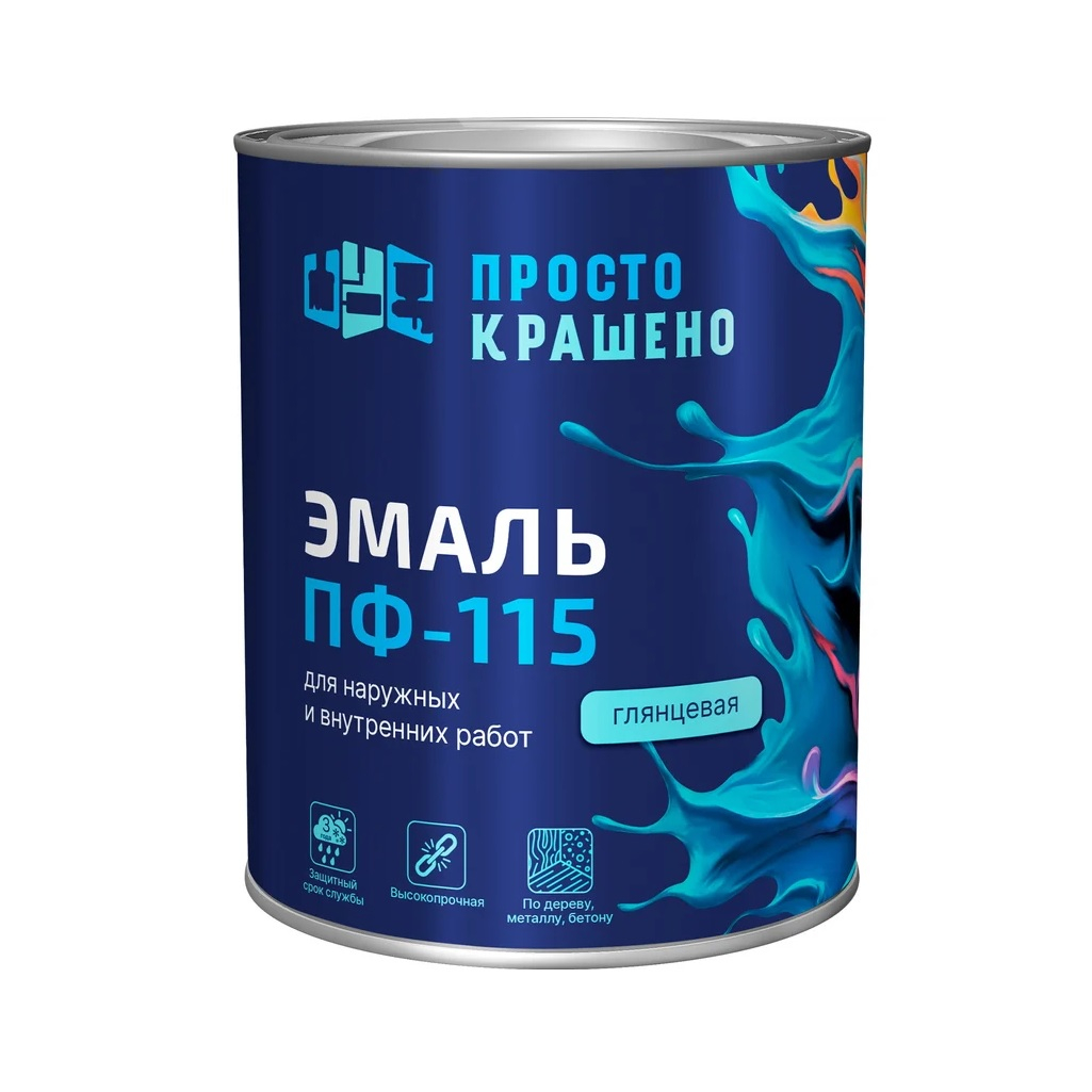 Эмаль алкидная Простокрашено ПФ-115 81286, универсальная, глянцевая, ярко-зеленая, 0.8 кг