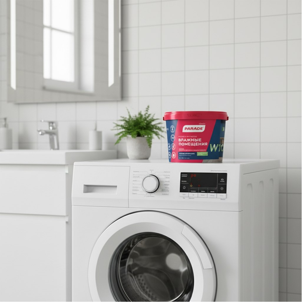 Краска латексная Parade Влажные помещения W100, для внутренних работ, База А, белая, 9 л