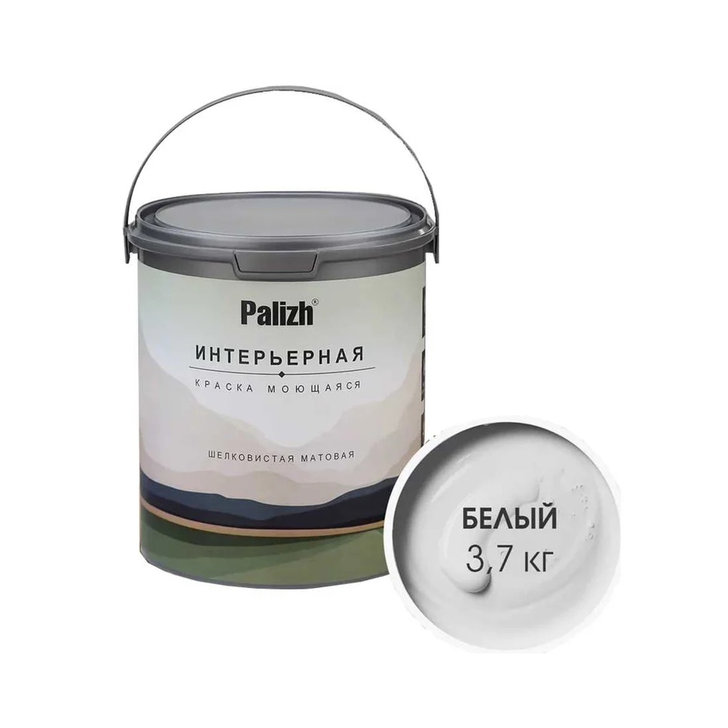 Краска интерьерная Palizh шелковисто-матовая №801 белый, 3,7 кг