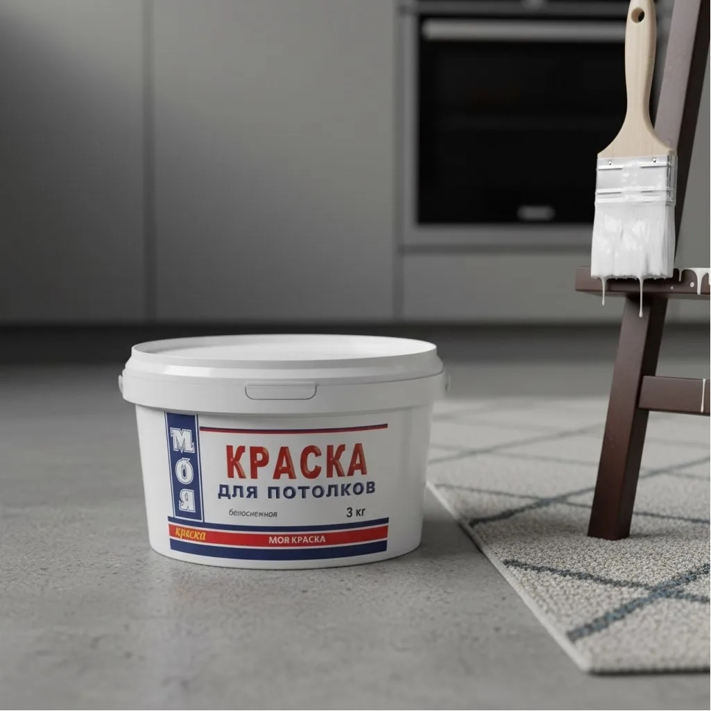 Краска Моя Краска для потолков, водно-дисперсионная, интерьерная, белоснежная, 3 кг