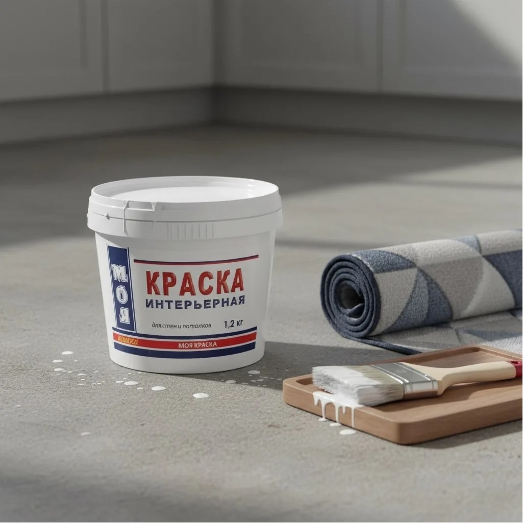 Краска Моя Краска для стен и потолков, водно-дисперсионная, интерьерная, белая, 1.2 кг