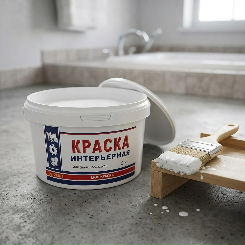 Краска Моя Краска для стен и потолков, водно-дисперсионная, интерьерная, белая, 3 кг
