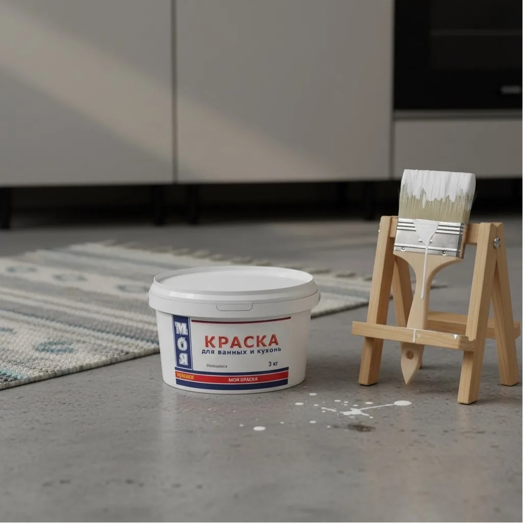 Краска Моя Краска для ванных и кухонь, влагостойкая, моющаяся, белая, 3 кг