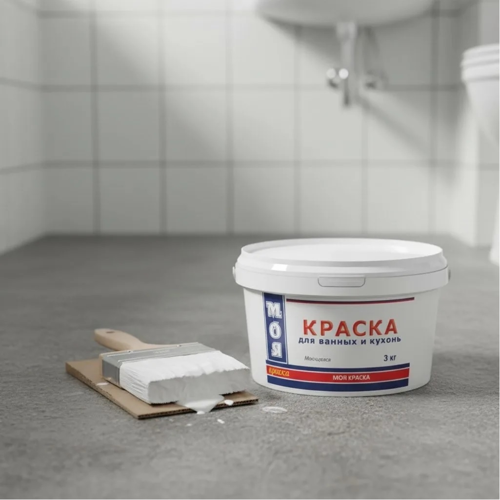 Краска Моя Краска для ванных и кухонь, влагостойкая, моющаяся, белая, 3 кг