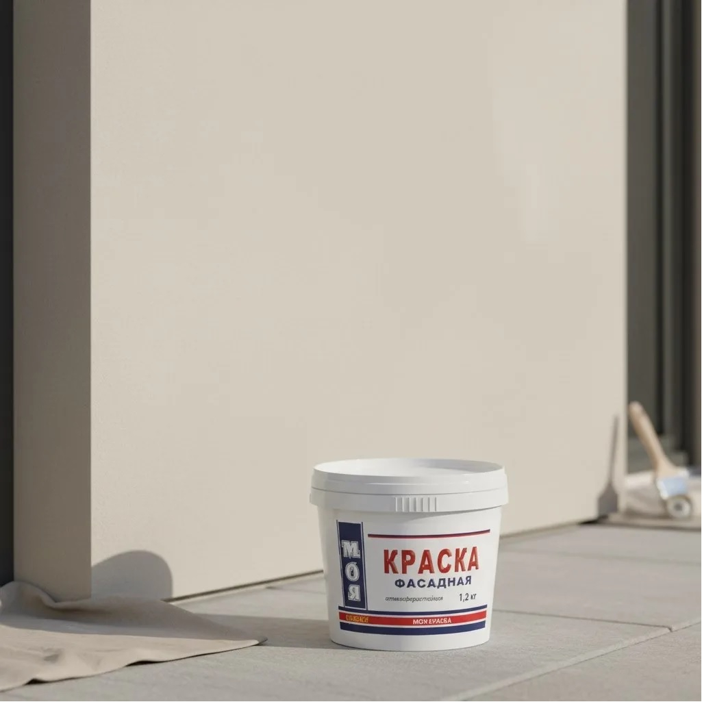 Краска Моя Краска водно-дисперсионная, атмосферостойкая, фасадная, белый, 1.2 кг