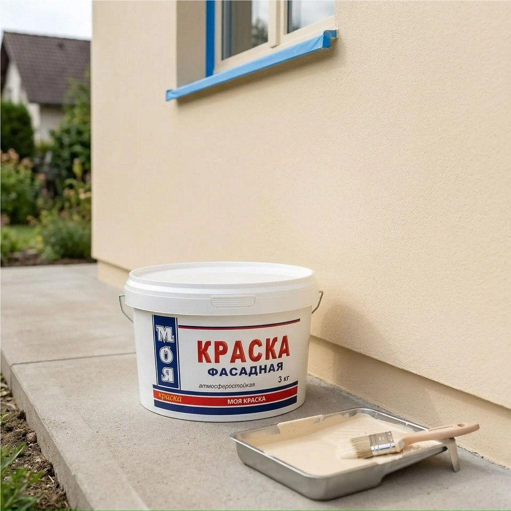 Краска Моя Краска водно-дисперсионная, атмосферостойкая, фасадная, белый, 3 кг