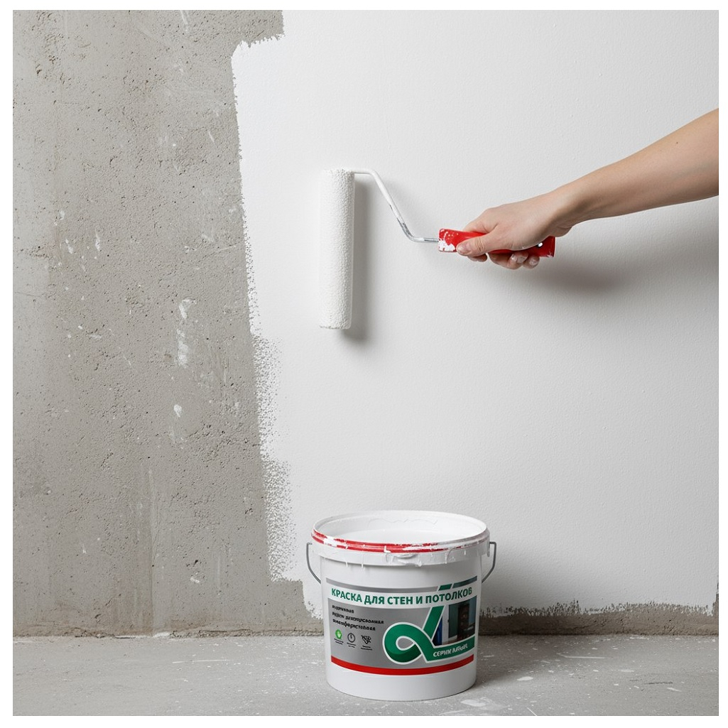 Краска для стен и потолков Alfavit Альфа 42758, водно-дисперсионная, супербелая RAL7047, 14 кг