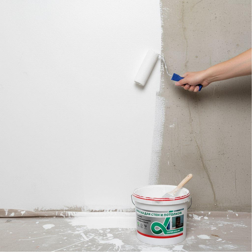 Краска для стен и потолков Alfavit Альфа 42758, водно-дисперсионная, супербелая RAL7047, 14 кг