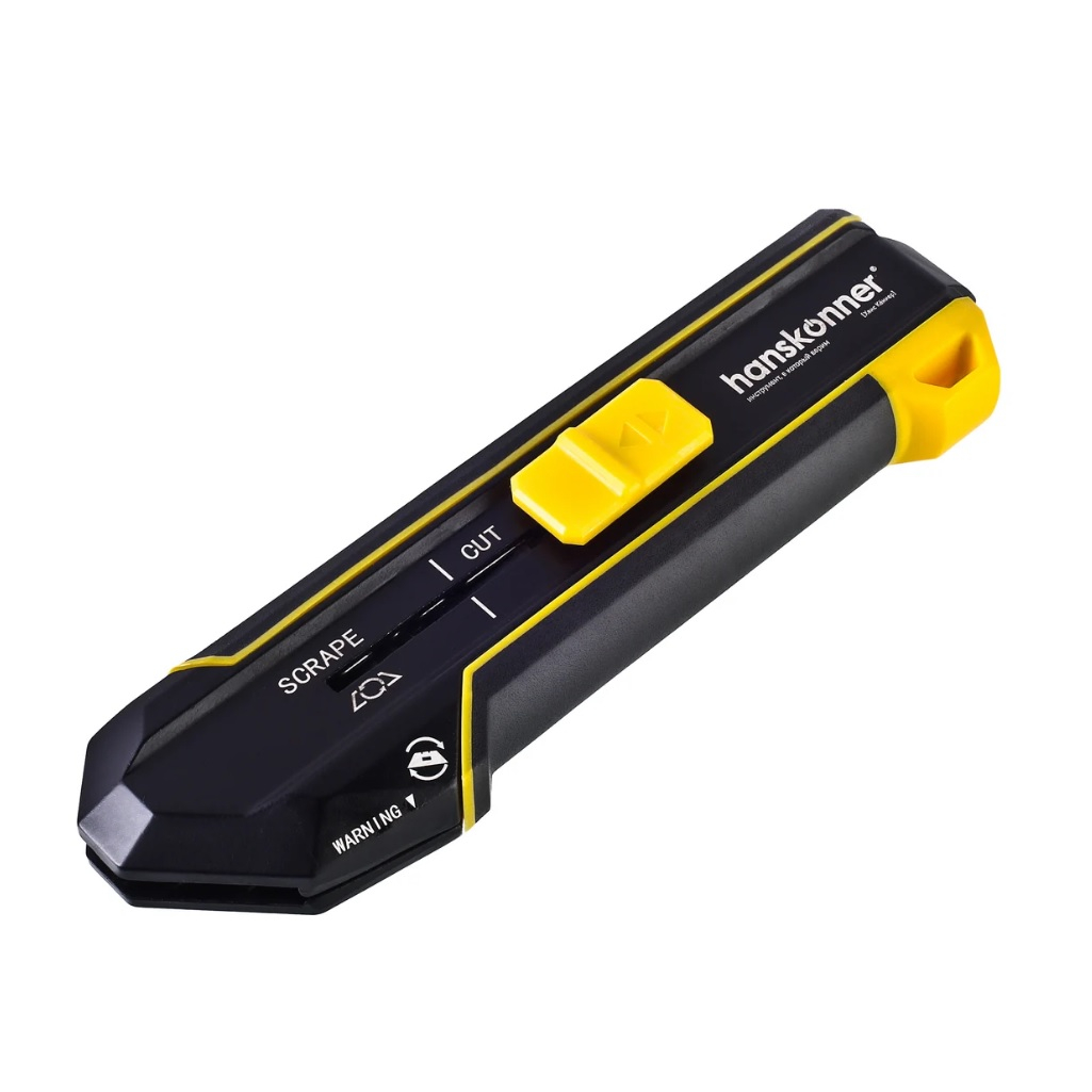 Нож строительный Hanskonner HK1076-08-06, 19 мм, сталь SK5, трапециевидное лезвие, 4 режима, 5 дополнительных лезвий