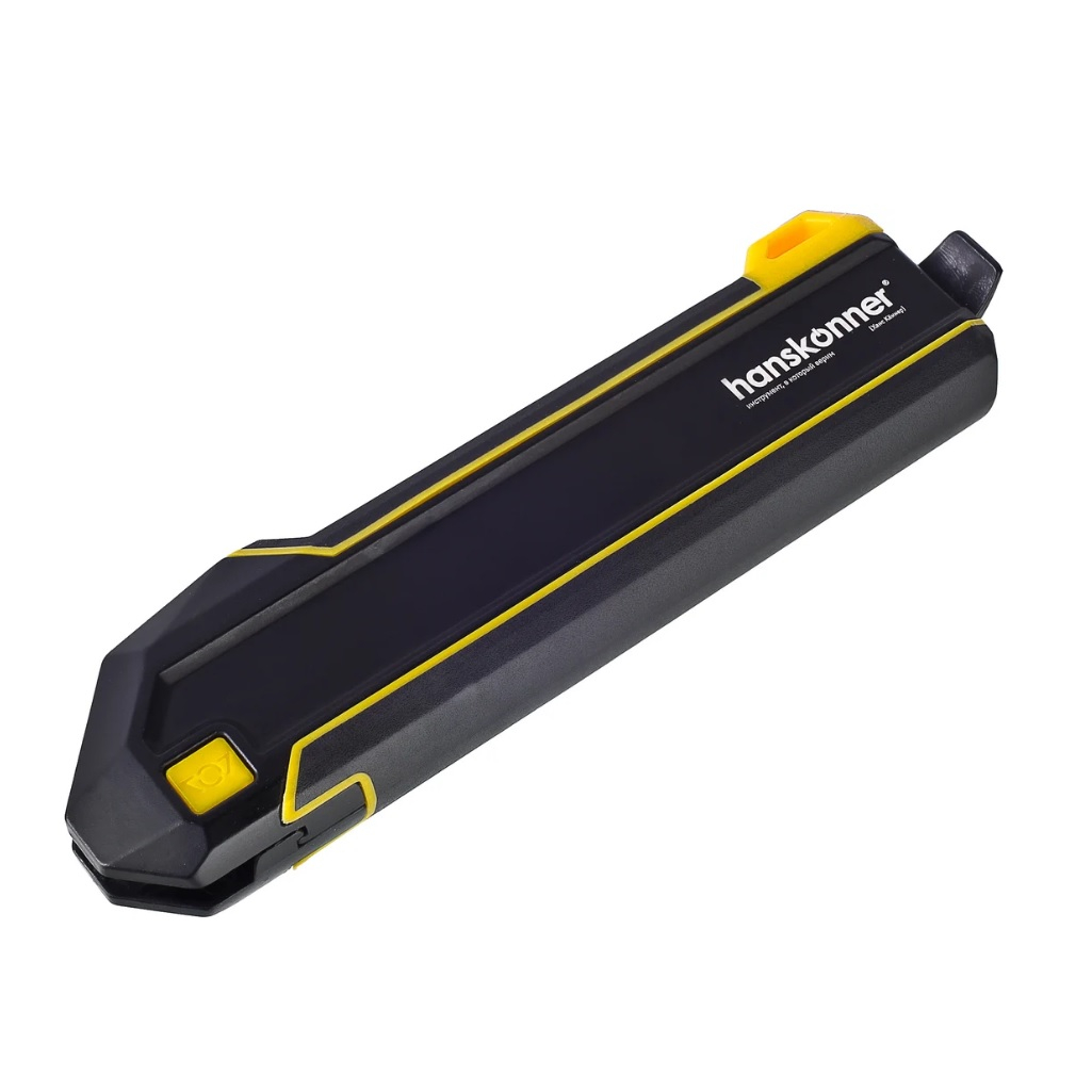 Нож строительный Hanskonner HK1076-08-06, 19 мм, сталь SK5, трапециевидное лезвие, 4 режима, 5 дополнительных лезвий