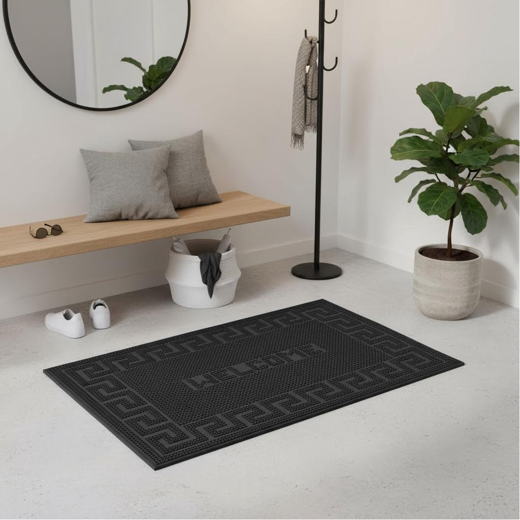 Коврик придверный ComeForte Pin Mat Welcome, черный, 45х75 см