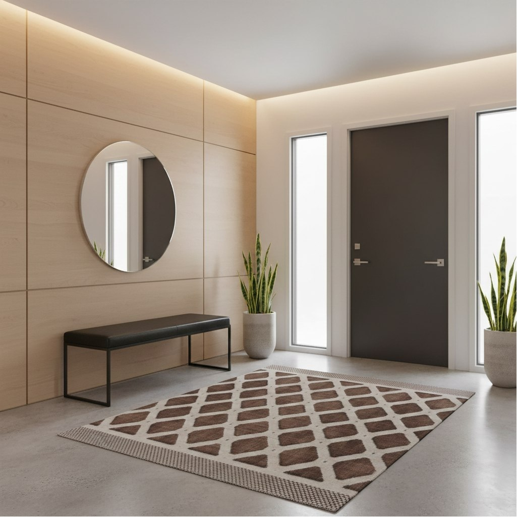 Ковровая дорожка с 3D рисунком FM 06-129, матовая, ширина 600 мм, толщина 4 мм, полиэстер, цвет коричневый