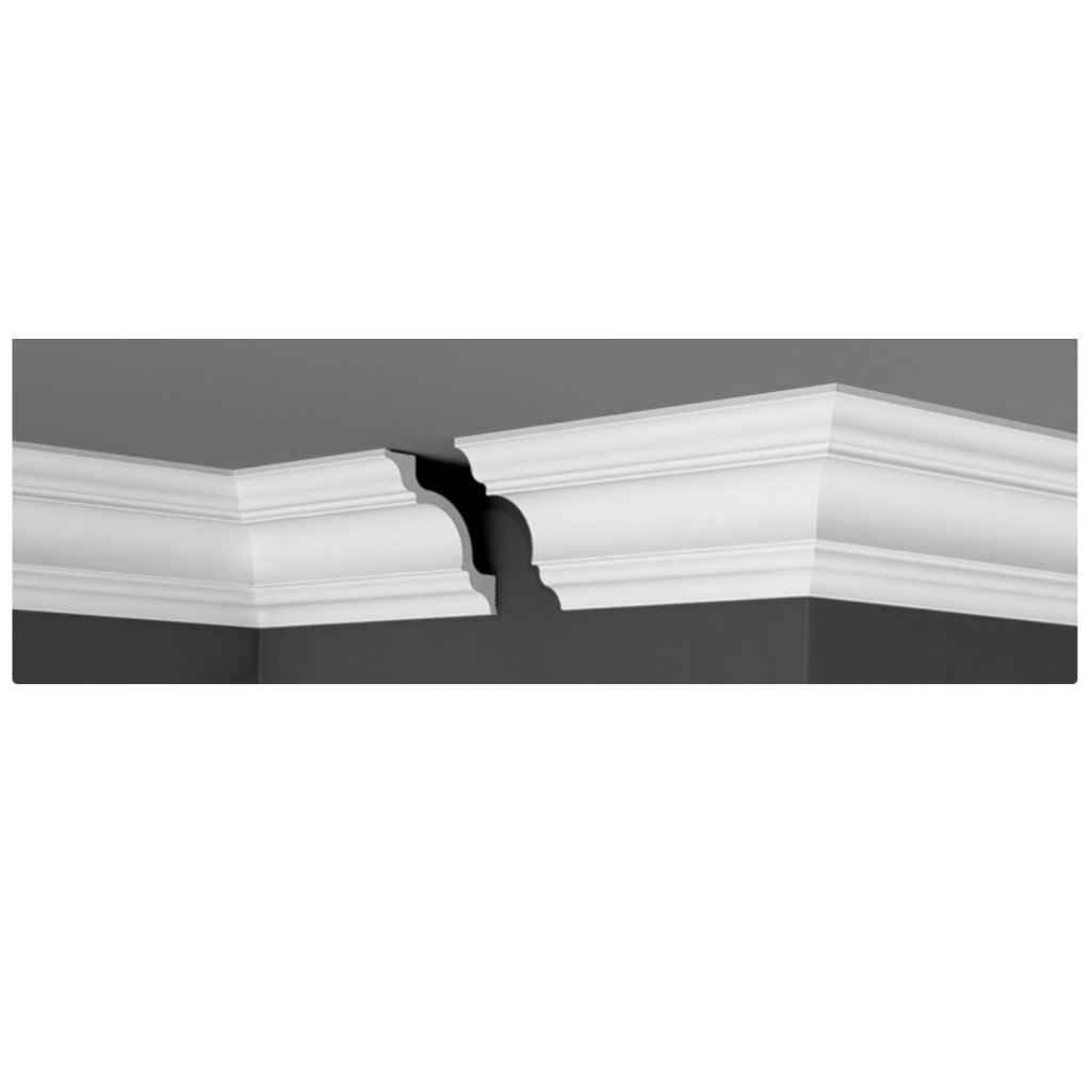 Плинтус потолочный Де Багет П 01, полистирол, белый, 110х110х2000 мм