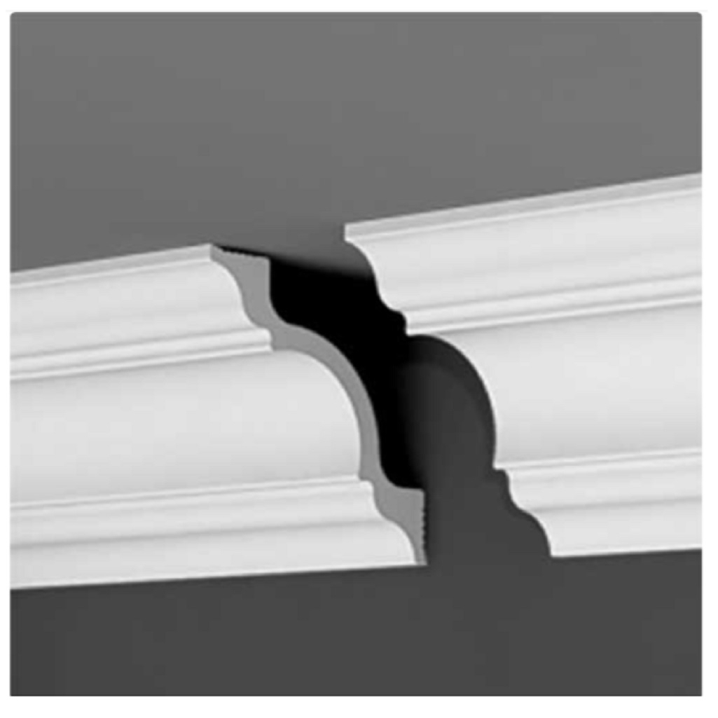 Плинтус потолочный Де Багет П 01, полистирол, белый, 110х110х2000 мм