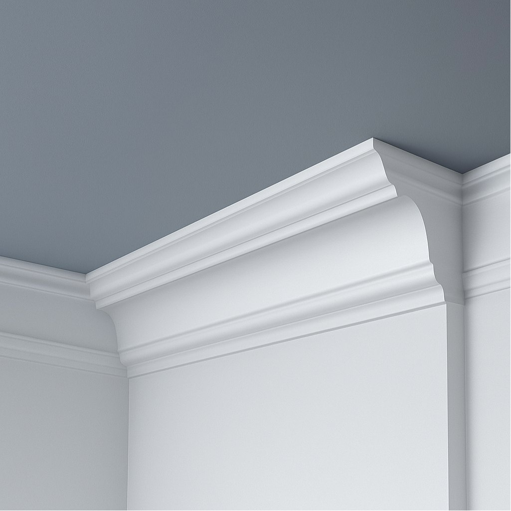 Плинтус потолочный Де Багет П 01, полистирол, белый, 110х110х2000 мм