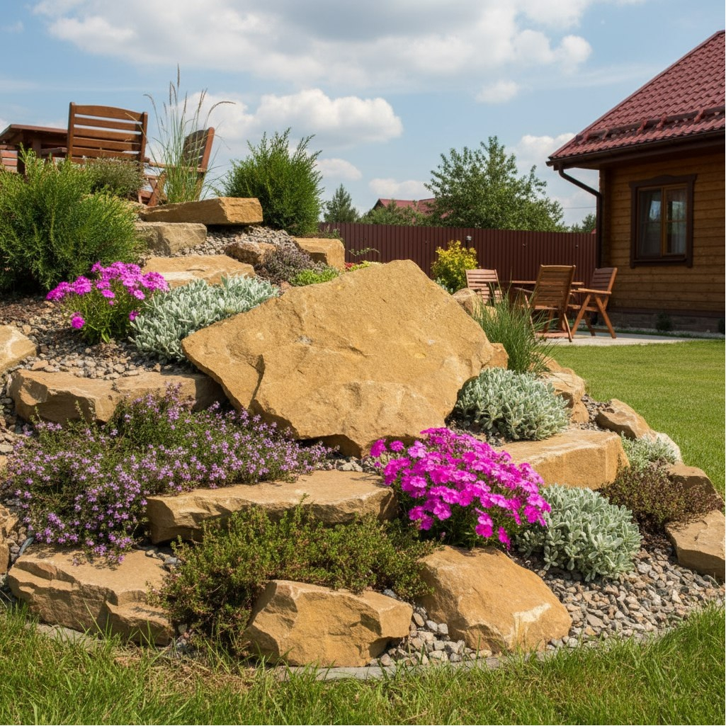 Камень ручейник, песчаник желто-коричневый, для декора, 40х50 мм