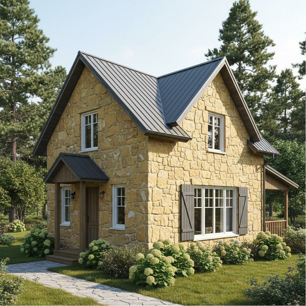 Камень ручейник, песчаник желто-коричневый, для декора, 40х50 мм