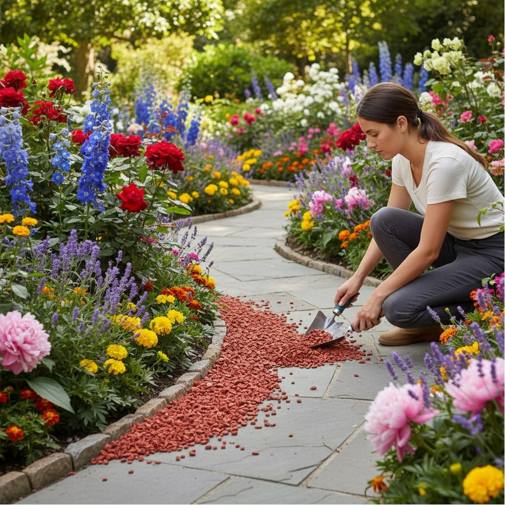 Крошка мраморная, толщина слоя 3 см, декоративная, окрашенная, красная, 10 кг
