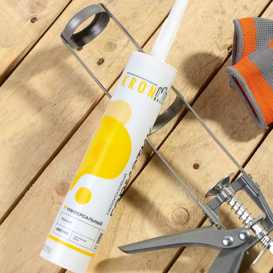 Герметик силиконовый универсальный KRONbuild SUB28, для внутренних и наружных работ, черный, 280 мл
