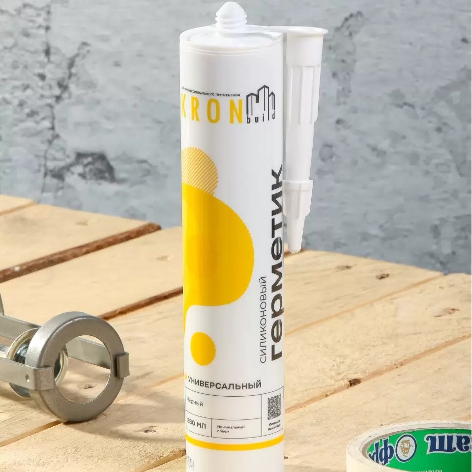 Герметик силиконовый универсальный KRONbuild SUB28, для внутренних и наружных работ, черный, 280 мл