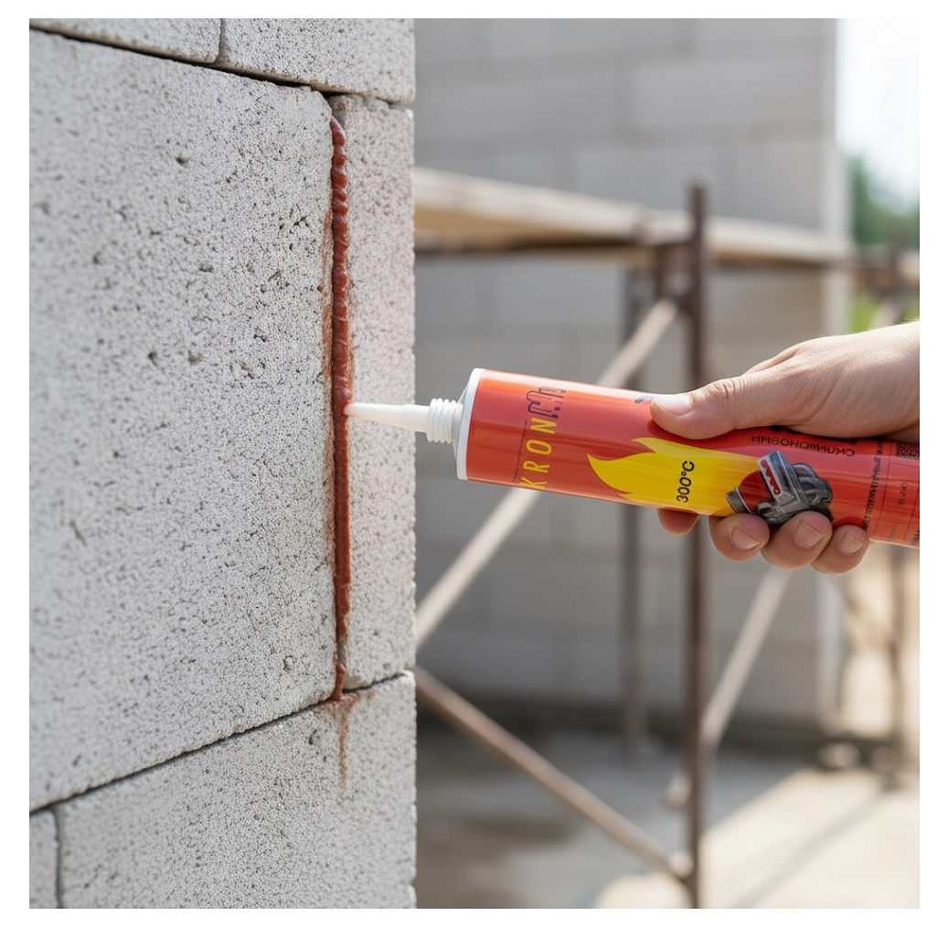 Герметик силиконовый KRONbuild SHR30, высокотемпературный, красный, 300 мл