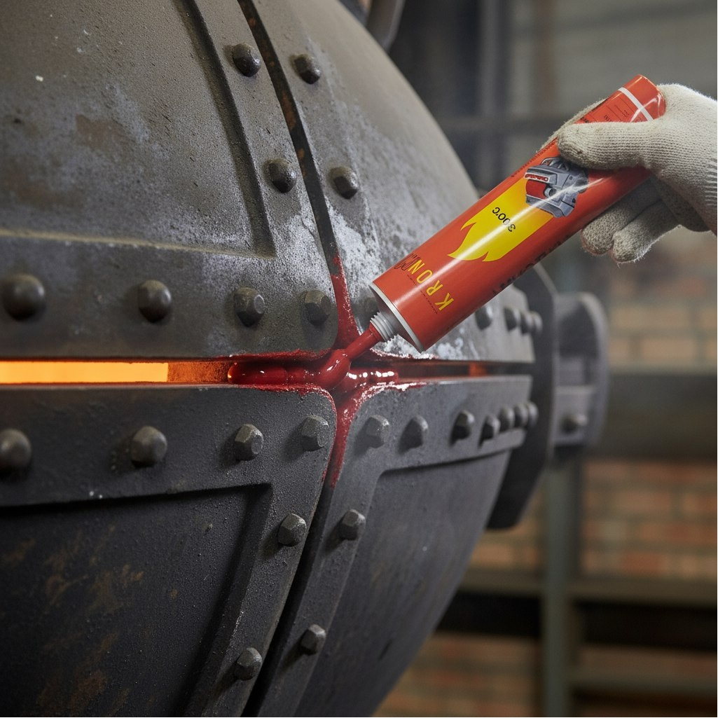 Герметик силиконовый KRONbuild SHR30, высокотемпературный, красный, 300 мл