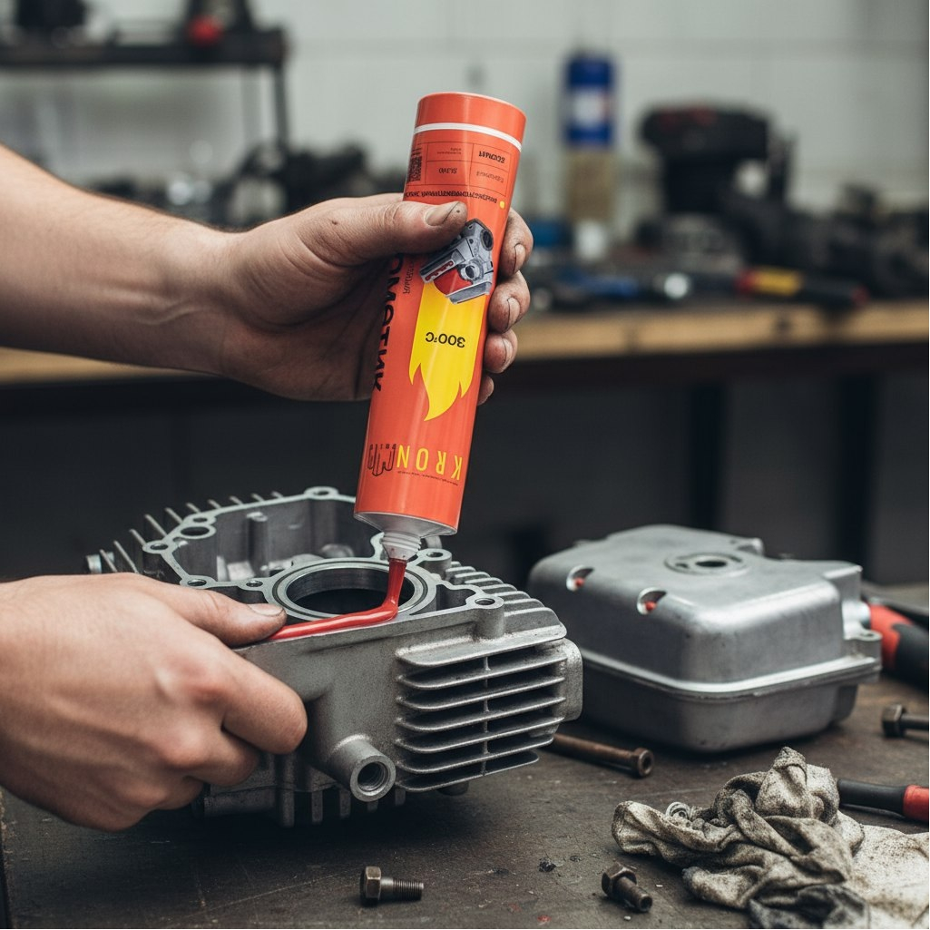 Герметик силиконовый KRONbuild SHR30, высокотемпературный, красный, 300 мл